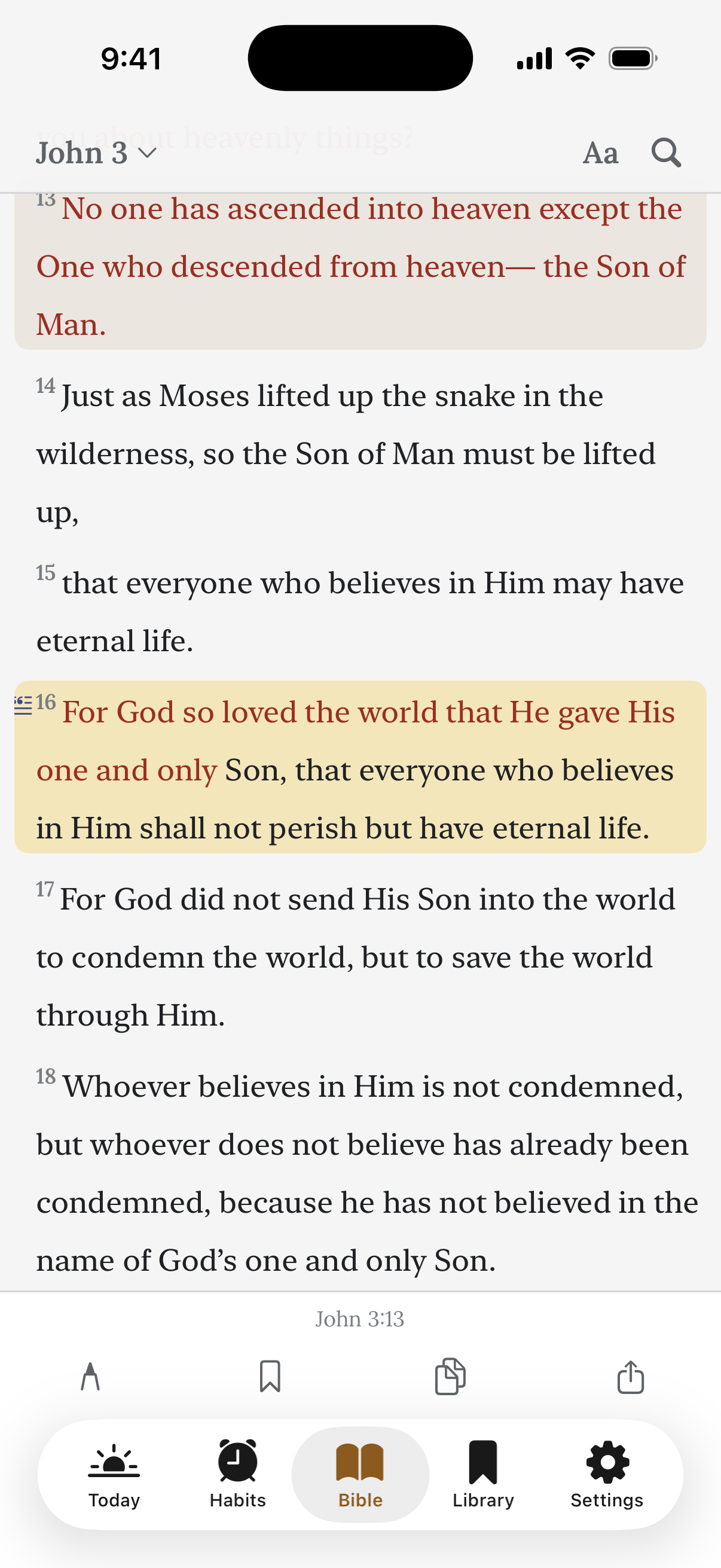 Bible reader open to John chapter 3 with a highlighted passage